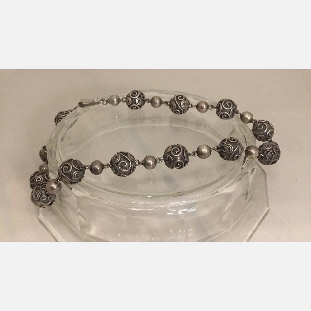 Vintage Carmen Beckmann Mexican Sterling Bead 16.5” Necklace - Picture 6 of 8